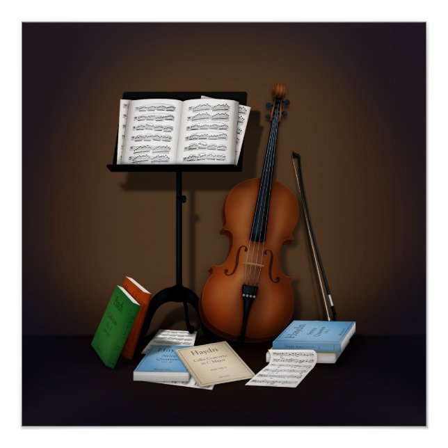 Scene with Cello & Music Stand Poster (Front)