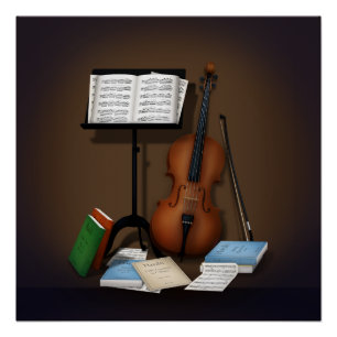 Scene with Cello & Music Stand Poster
