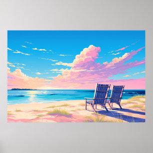 Scenery Beach Sunset Landscape Nature Poster