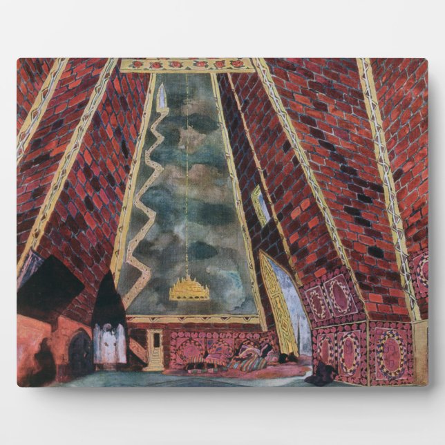 Scenery design for Thamar, 1912 (colour litho) Plaque (Front)