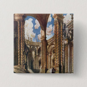 Scenery design for the Betrothal, from Sleeping Be 15 Cm Square Badge