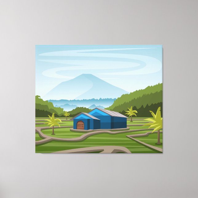 Scenery of rice fields canvas print (Front)