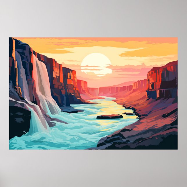 Scenery Panoramic Waterfall Landscape Nature Poster (Front)