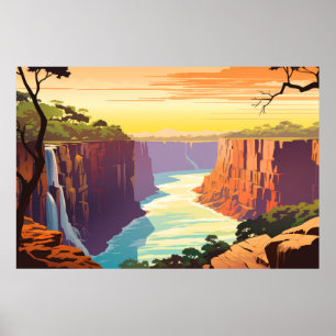 Scenery Panoramic Waterfall Landscape Nature Poster