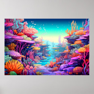 Scenery Underwater Corals Ocean Nature Poster