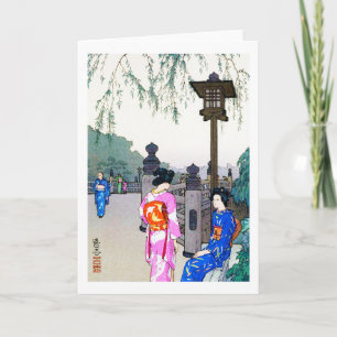 Scenery with Women in a Kimono, Hiroshi Yoshida Card