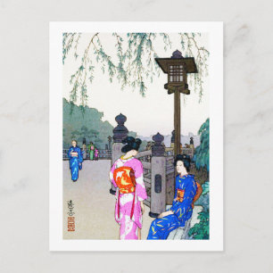 Scenery with Women in a Kimono, Hiroshi Yoshida Postcard