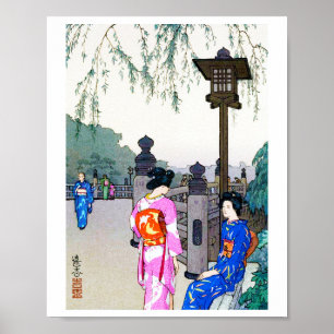 Scenery with Women in a Kimono, Hiroshi Yoshida Poster