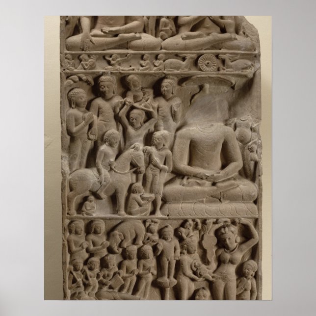 Scenes from Buddha's life, Sarnath, Uttar Pradesh Poster (Front)