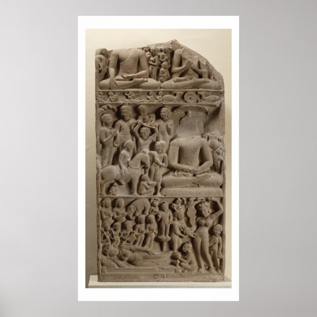 Scenes from Buddha's life, Sarnath, Uttar Pradesh Poster (Front)
