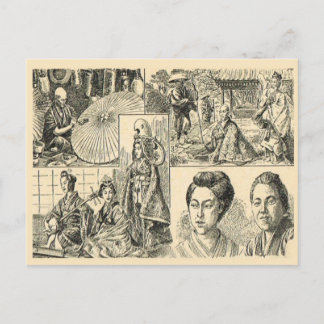 Scenes from Japanese life, French drawing Postcard