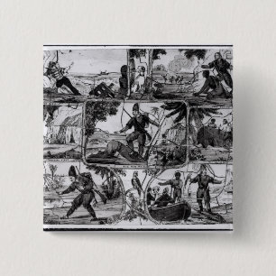 Scenes from 'Robinson Crusoe' by Daniel Defoe 15 Cm Square Badge