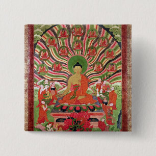 Scenes from the life of Buddha 15 Cm Square Badge