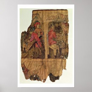 Scenes of banking operations, page from a manual, poster