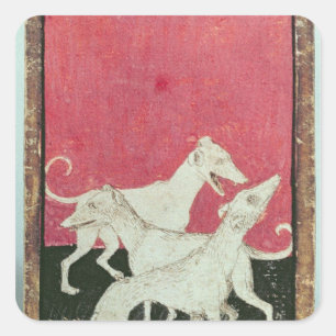 Scenes of courtly hawkin square sticker