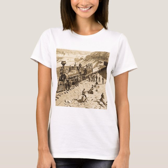 Scenes on the Union Pacific Railroad Sepia T-Shirt (Front)