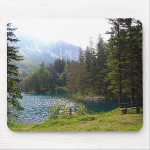 Scenic Alpine Forest and Lake Mouse Mat