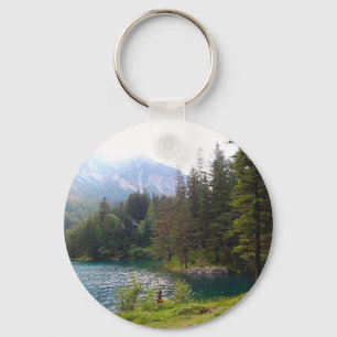 Scenic Alpine Forrest and Lake Key Ring