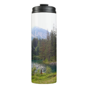 Scenic Alpine Forrest and Lake Photo Thermal Tumbler
