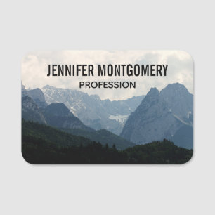 Scenic Alpine Mountains Nature Photo Name Tag