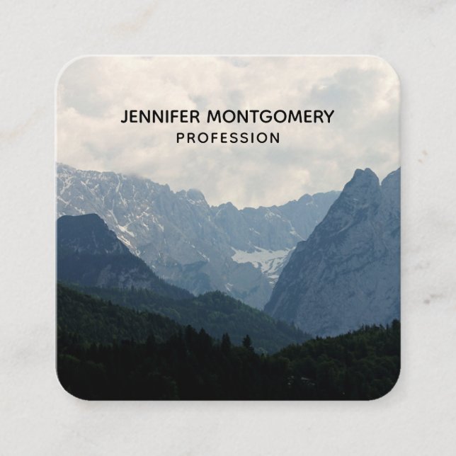 Scenic Alpine Mountains Nature Photo Square Business Card (Front)