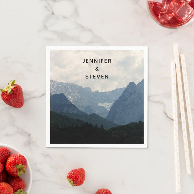 Scenic Alpine Mountains Nature Photo Wedding Napkin (Insitu)