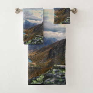 Scenic Alpine Mountains Photo Bath Towel Set
