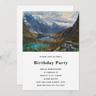 Scenic Alpine Mountains Photo Birthday Invitation