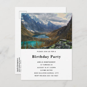 Scenic Alpine Mountains Photo Birthday Invitation Postcard