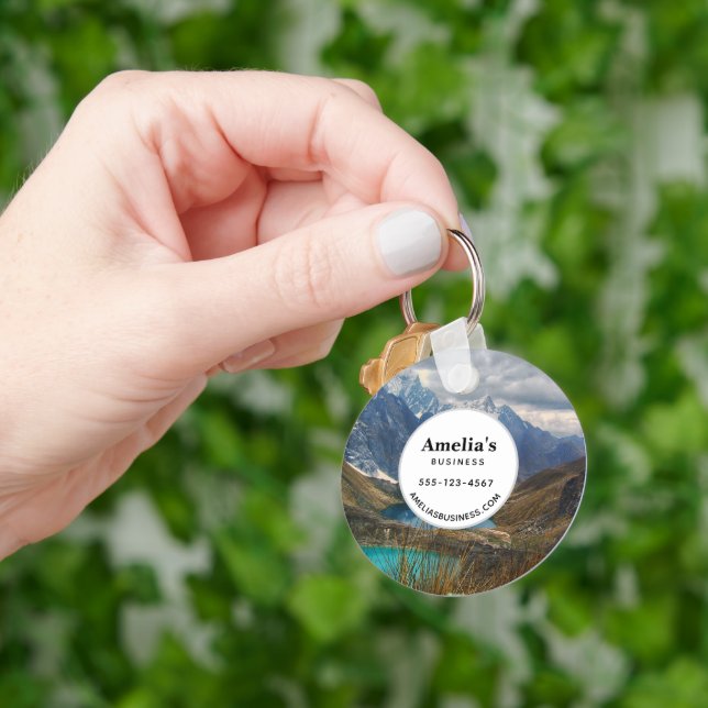 Scenic Alpine Mountains Photo Business Key Ring (Hand)