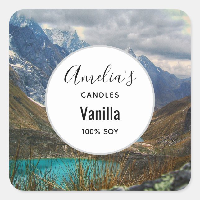 Scenic Alpine Mountains Photo - Candle Business Square Sticker (Front)