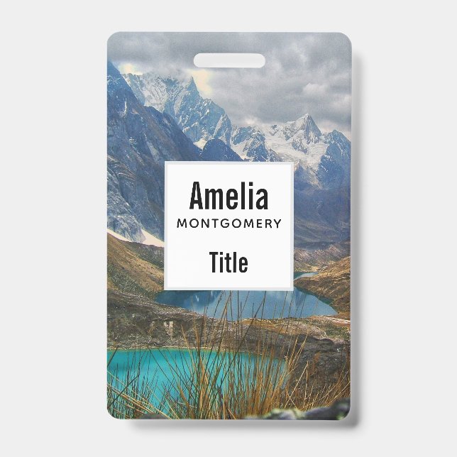 Scenic Alpine Mountains Photo ID Badge (Front)
