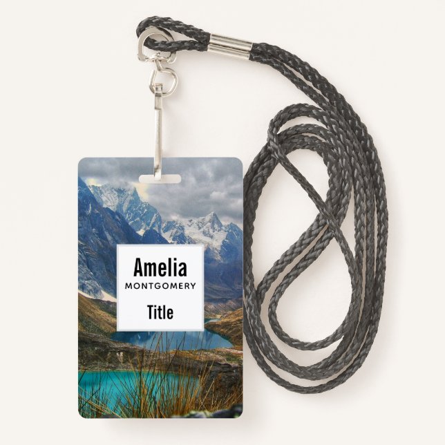 Scenic Alpine Mountains Photo ID Badge (Front with Lanyard)