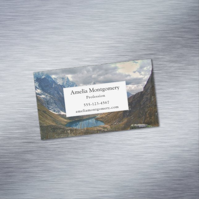 Scenic Alpine Mountains Photo Magnetic Business Card (In Situ)