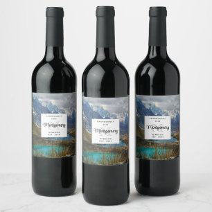 Scenic Alpine Mountains Photo Monogram Wine Making Label