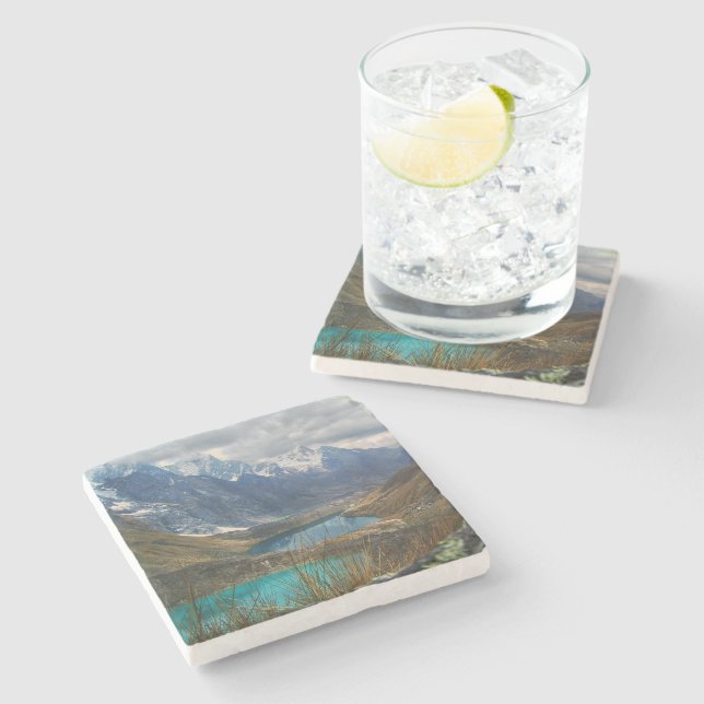 Scenic Alpine Mountains Photo Stone Coaster (Side)