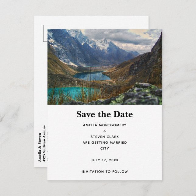 Scenic Alpine Mountains Photo Wedding Announcement Postcard (Front/Back)