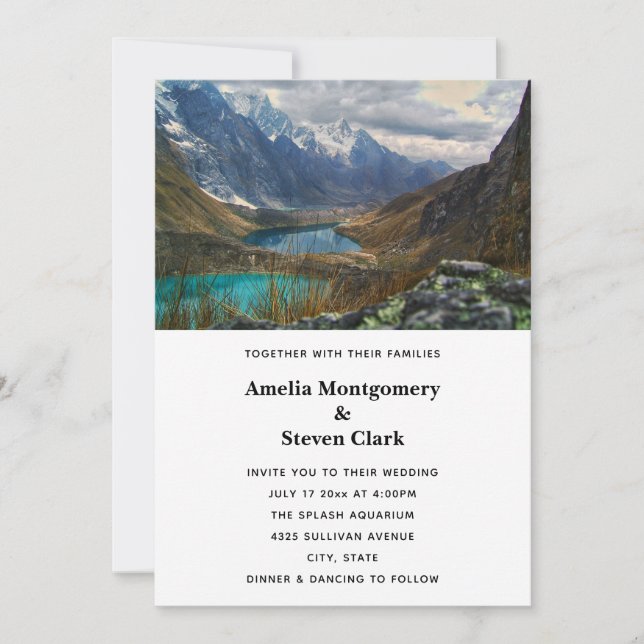 Scenic Alpine Mountains Photo Wedding Invitation (Front)