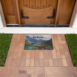Scenic Alpine Mountains Photo Welcome Doormat