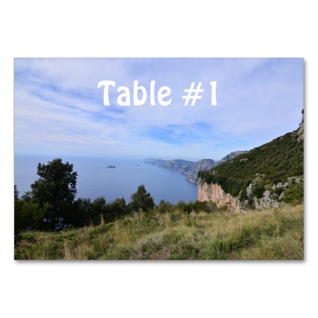Scenic Amalfi Coast in Italy Table Number (Front)