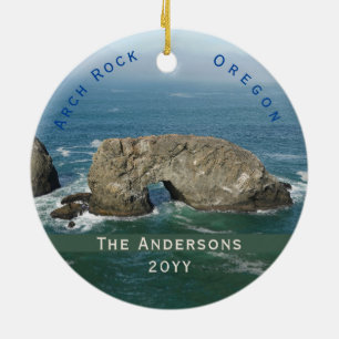 Scenic Arch Rock Family Name Date Oregon Ceramic Tree Decoration