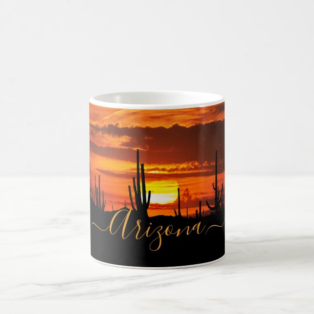 Scenic Arizona Saguaros at Sunset Coffee Mug (Center)