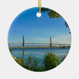 Scenic Arthur Ravenel Bridge Ceramic Tree Decoration