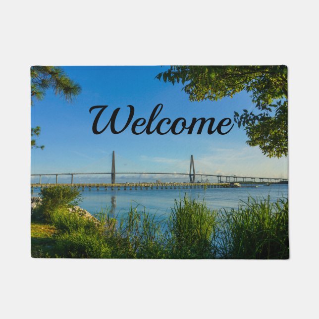 Scenic Arthur Ravenel Bridge Welcome Doormat (Front)