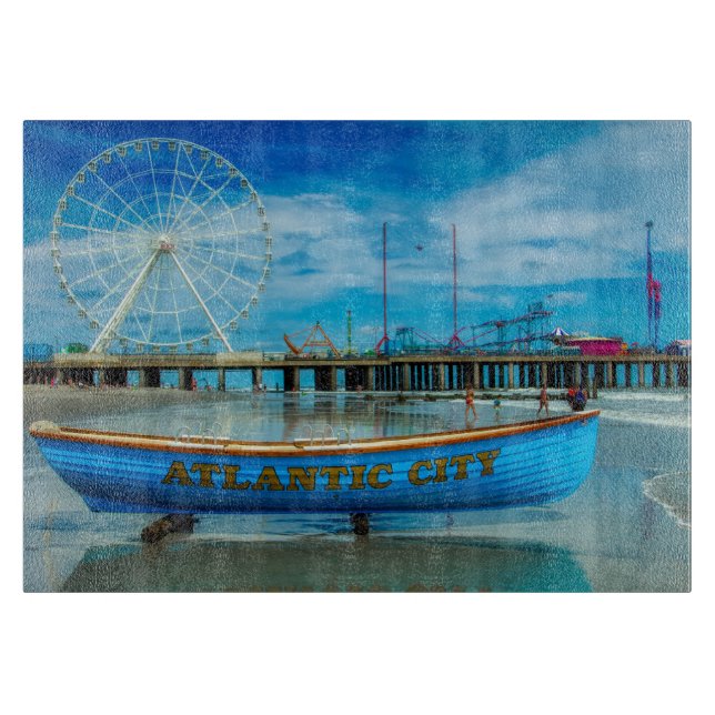 Scenic Atlantic City Boardwalk Cutting Board (Front)