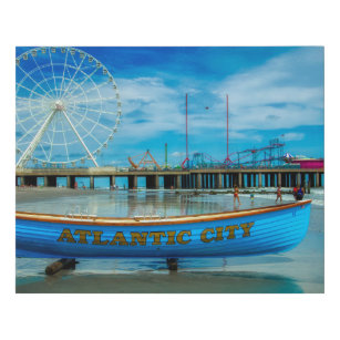 Scenic Atlantic City Boardwalk Faux Canvas Print