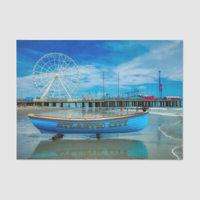 Scenic Atlantic City Boardwalk Tissue Paper (Front)