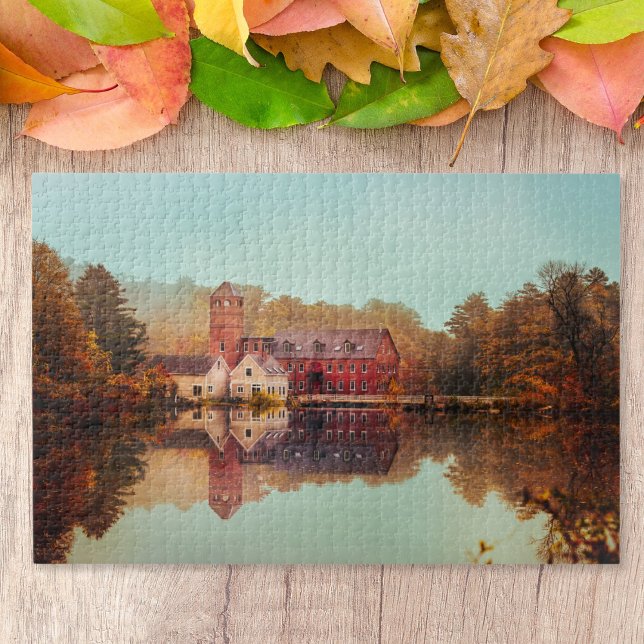 Scenic Autumn Falls: A Lakeside Houses of Jigsaw Puzzle (Creator Uploaded)