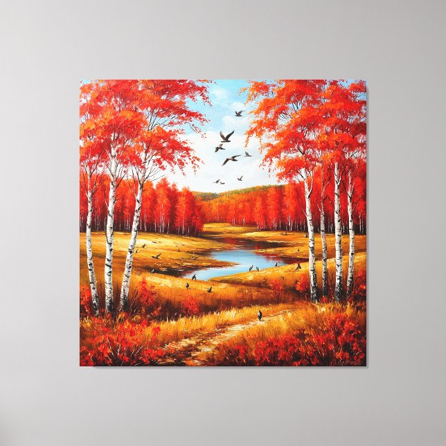 Scenic Autumn Landscape with Vibrant Foliage Canvas Print (Front)