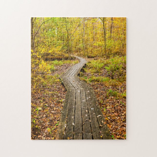 Scenic Autumn Walk in the Woods Nature Photo Jigsaw Puzzle (Vertical)